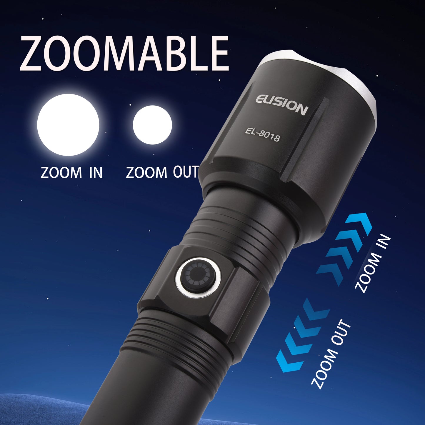 Zoomable Laser Power LED Flashlight Set Rechargeable LED Aluminum Body EL8018