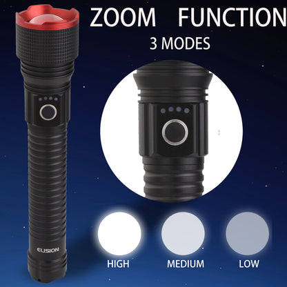 Zoomable Laser Power LED Flashlight Rechargeable LED Aluminum Body EL8010