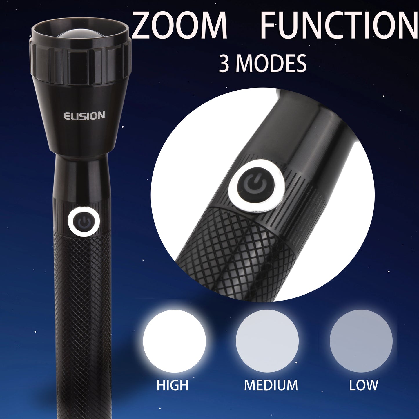 Laser Power Zoomable LED Flashlight Rechargeable LED Aluminum Body EL8016