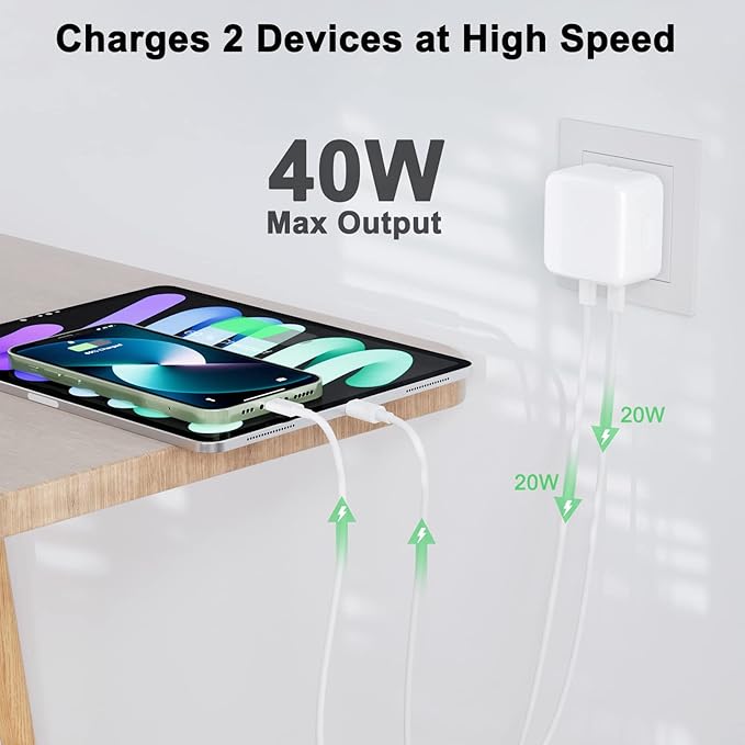 35W/40W Dual USB C Fast Charger Adapter For iPhone Samsung Huawei