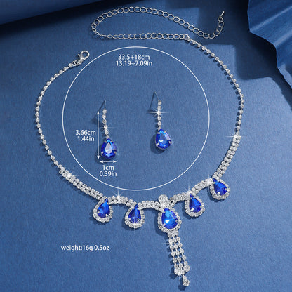 European And American Style Water Drop Shaped Rhinestone Jewelry Set 80832008