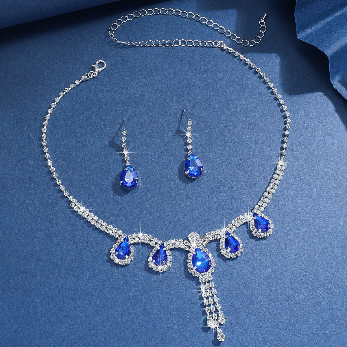 European And American Style Water Drop Shaped Rhinestone Jewelry Set 80832008