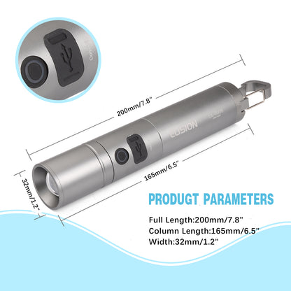 Laser  LED Flashlight Power Zoomable Rechargeable LED Aluminum Body EL8008