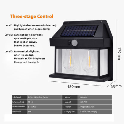 Solar Powered Wall Light Wireless Solar Powered Outdoor Light 2 Bulbs 40W EL-8027